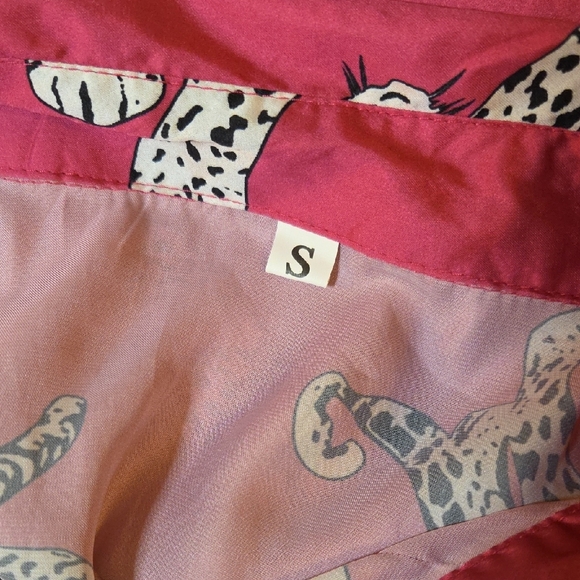 Bright Pink Leopard Print Button-Up Blouse - Picture 6 of 7